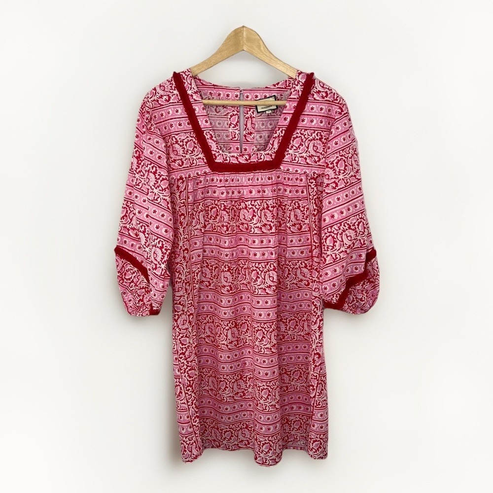 Tuckernuck Dress Pink City Prints Candy Daisy Rah Rah Mini Fringe Block Print M - Picture 2 of 16